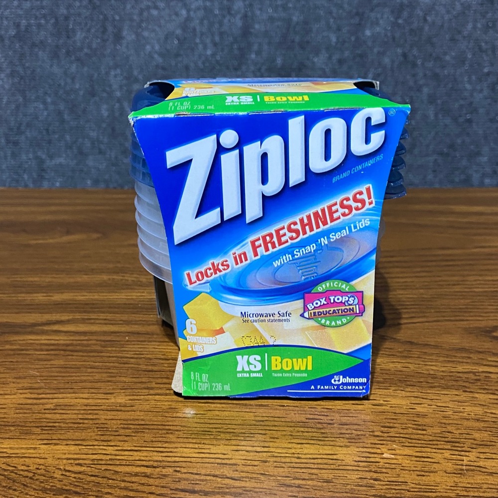 Ziploc Extra Small Bowl 8oz 1 Cup Food Storage Containers 6 Count Blue Snap Lid